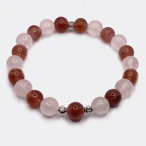 Bracelet quartz rose et calcédoine semi-précieuses "Energie"
