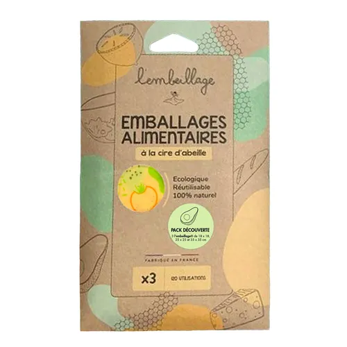3 beewrap emballages bio "Beewrap" motif légumes