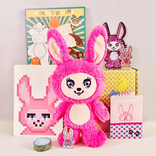 Boite loisirs créatifs pour enfants "Rita Rabbit" lapin rose