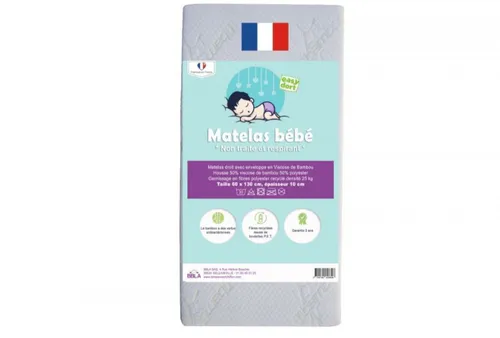 Matelas viscose bambou pour Berceau Bébé ou Lit bébé 60x130 cm