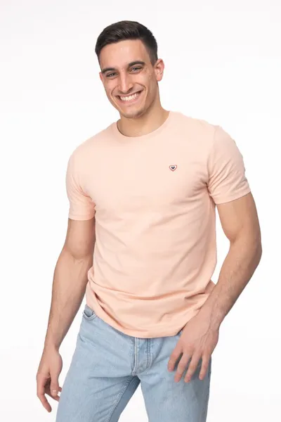 Tee-shirt Vincent manches courtes 100% coton bio couleur pêche 