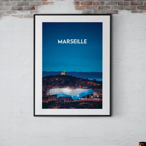 Affiche Marseille - "Stade Vélodrome" - Format A3 (30 x 40 cm)