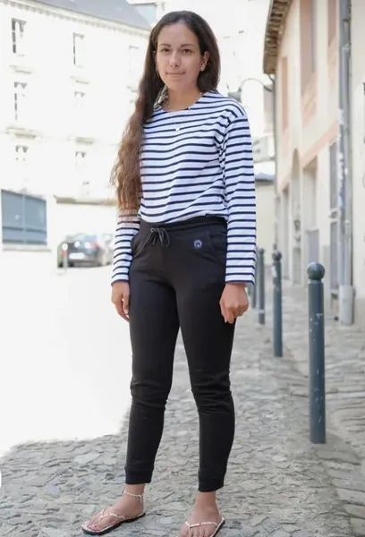 Jogging moelleux femme noir en coton bio fabriqué en Europe