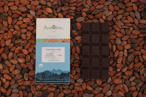 Tablette de chocolat noir 85% en provenance de Colombie