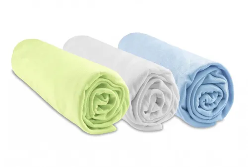 Kit 3 draps housse bébé 60x120 viscose de bambou : anis, blanc, ciel 