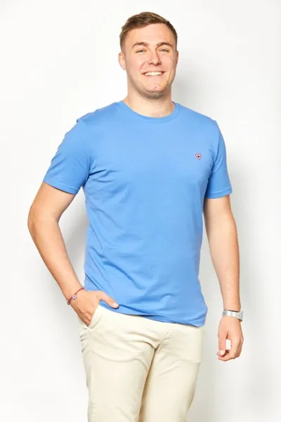 Tee-shirt "Vincent" manches courtes 100% coton bio couleur bleuet