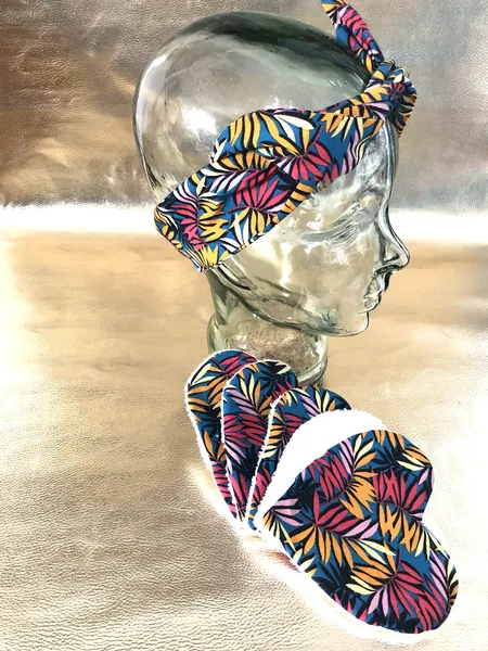 Headband Feuilles multicolores en coton bio fait en France
