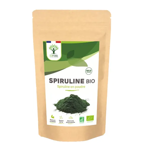 Spiruline bio 100 g - riche en protéines, phycocyanine et fer