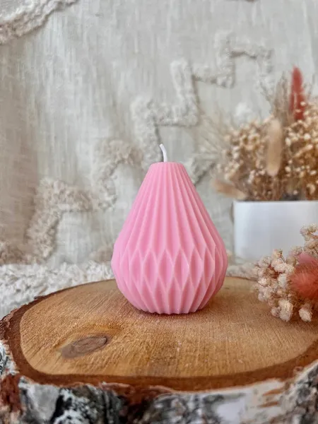 Bougie rose en forme de Montgolfière et parfumée aux Fleurs de coton