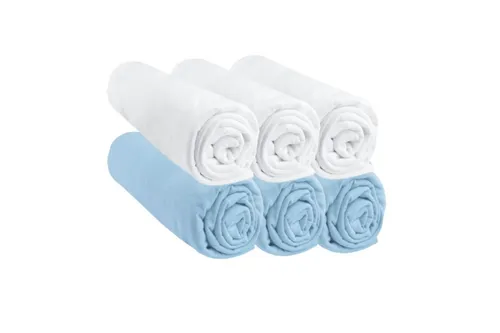 Kit de 6 draps housse bébé 60x120 Coton bleu et blanc
