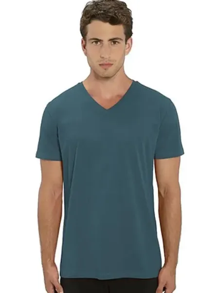 Tee-shirt homme à col V bleu stargazer en coton bio 