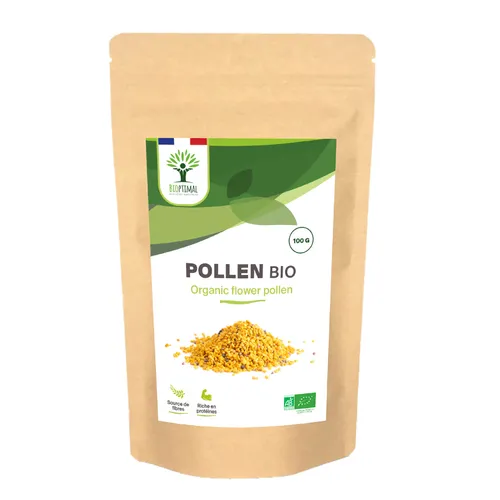 Pollen bio 100g riche en fibres et protéines pour sportifs et athlètes