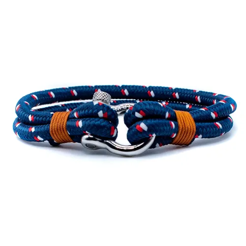 Bracelet marin à manille corde nautique en acier inoxydable 21cm
