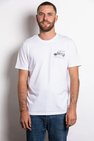 Tee-shirt homme "La petite Méhari" 100% coton, couleur blanc