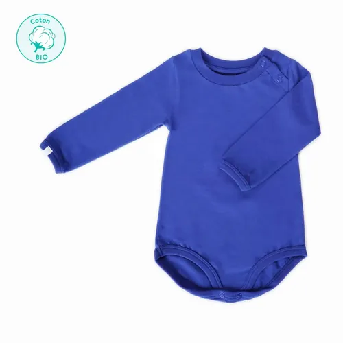 Body bébé marches longues coton bio “Froguinette” bleu cobalt