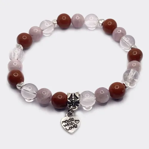 Bracelet jaspe rouge et cristal de lune pierres naturelles "Vitalité"