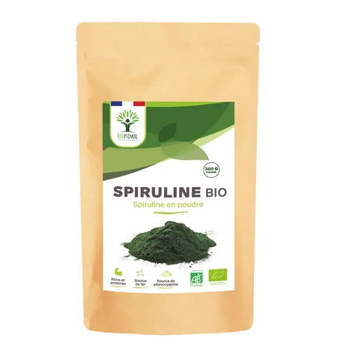 Spiruline bio 300 g - riche en protéines, phycocyanine et fer