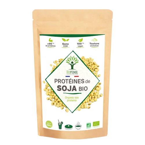 Protéine de soja bio 500 g - 90% protéines - 17% BCAA - Musculation