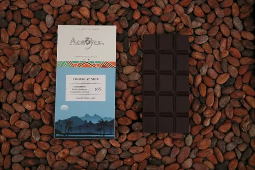 Tablette de chocolat noir 70% en provenance de la Colombie