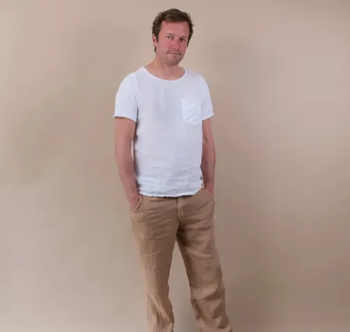 T shirt bi matière "St Tropez" homme en lin et maille de coton 