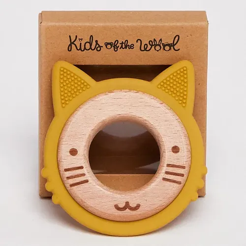Anneau de dentition en silicone et bois pour bébé, modèle Cerf, Kids of the Wool     