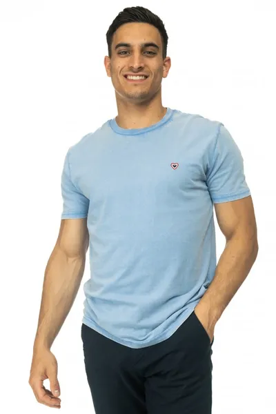 T-shirt vintage - bleu ciel - 100% en coton bio - manches courtes