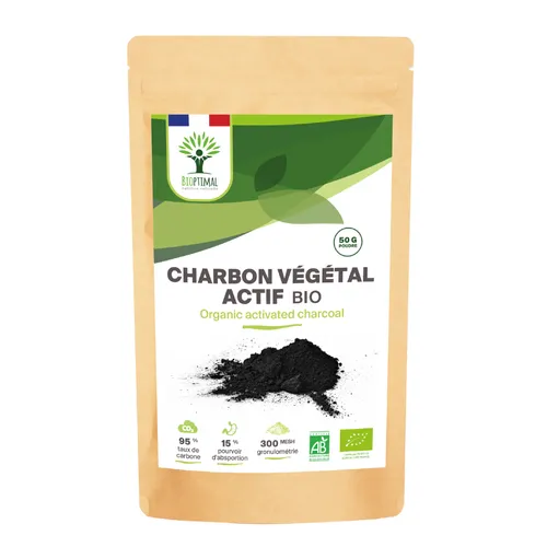 Charbon végétal actif poudre 50g pour favoriser la santé intestinale