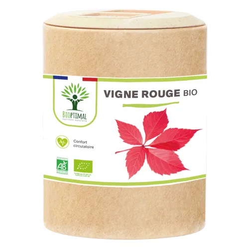 Vigne rouge bio 200 gélules – jambes lourdes – circulation sanguine