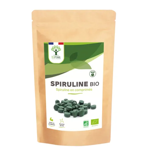Spiruline bio 600 comprimés - Protéines - Phycocyanine - Fer