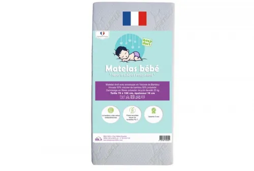 Matelas en viscose de bambou pour Lit bébé de 70 x 160 cm