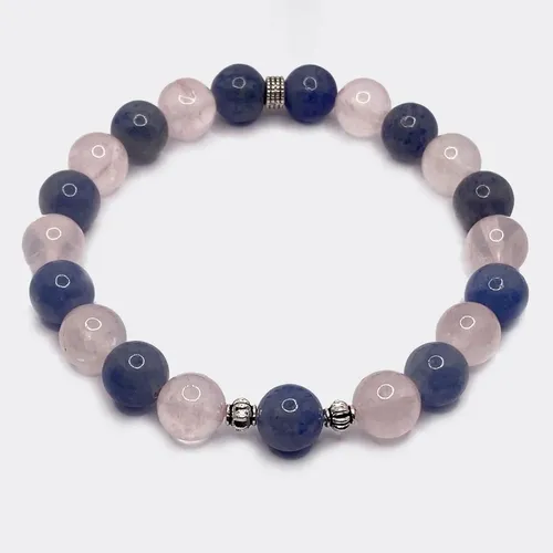 Bracelet quartz rose aventurine bleue pierres naturelles Clairvoyance
