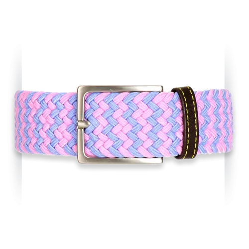 Ceinture tressée pour homme rose et bleue en cuir bio "Sea Breeze" 