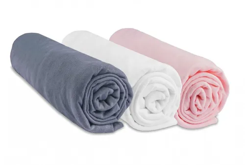 Kit de 3 draps housse bébé 40x80 / 40x90 coton : gris, blanc, rose